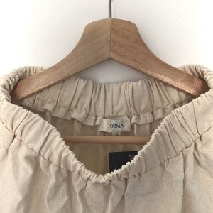 NWT OZMA of California - Crop Wide Leg Pants - Raw Silk - Natural
